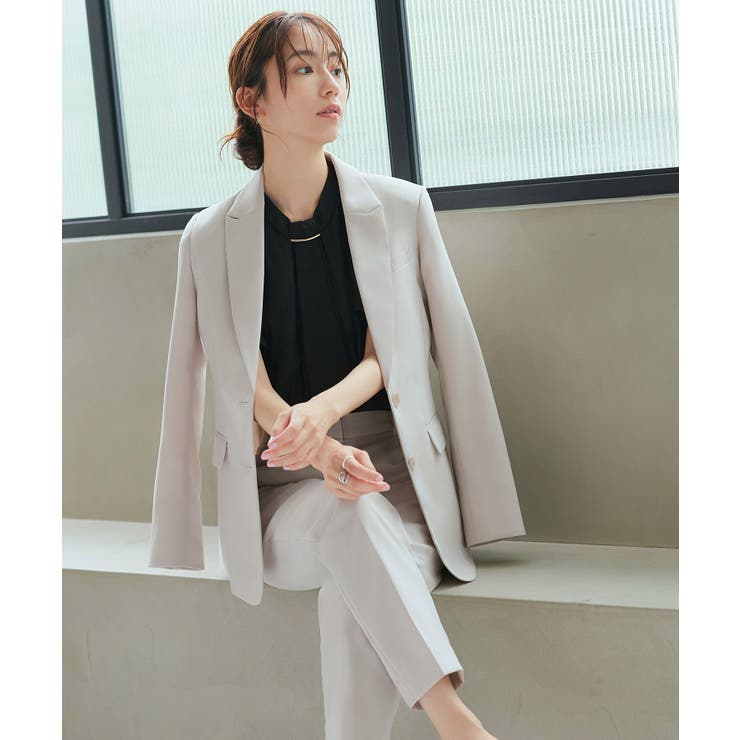 Aセット/ライトグレージュ(WH) | 選べる6タイプ洗えるスタイリッシュビジネススーツパンツセット | RUIRUE BOUTIQUE