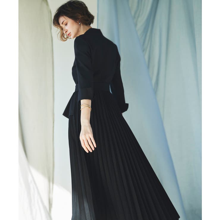 ブラック(BL) | ドッキングプリーツワンピーススーツ | RUIRUE BOUTIQUE