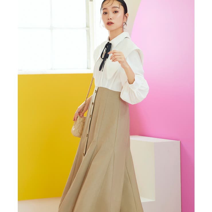 ビッグカラードッキングマーメイドシルエットワンピース | RUIRUE BOUTIQUE | 詳細画像14 