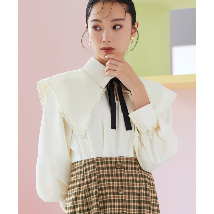 ビッグカラードッキングマーメイドシルエットワンピース | RUIRUE BOUTIQUE | 詳細画像4 