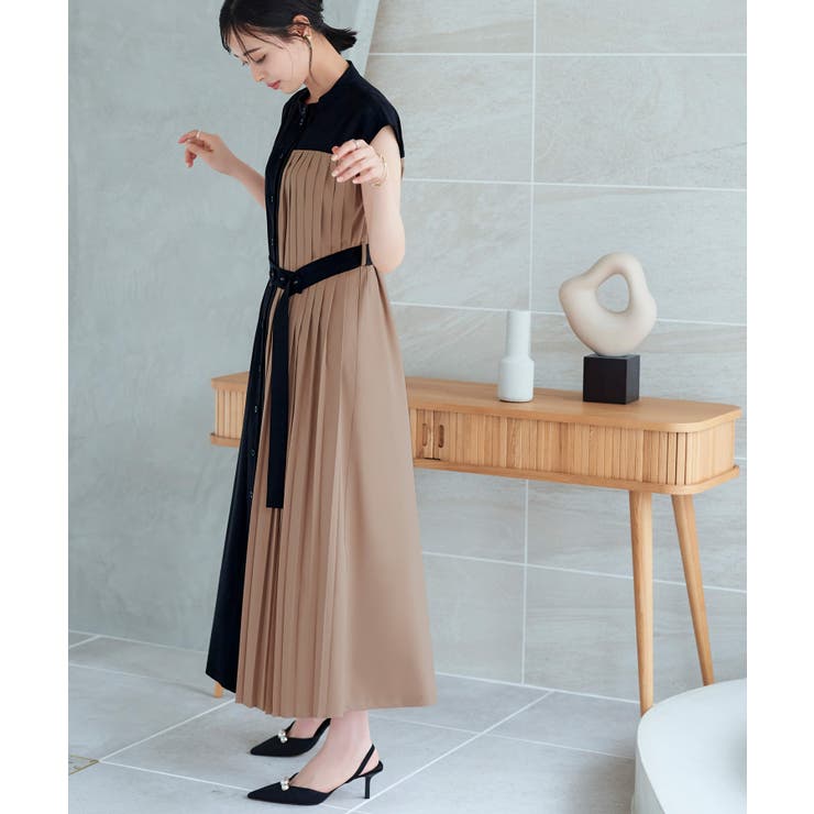 プリーツパネル・フレンチスリーブ ロングワンピース | RUIRUE BOUTIQUE | 詳細画像10 