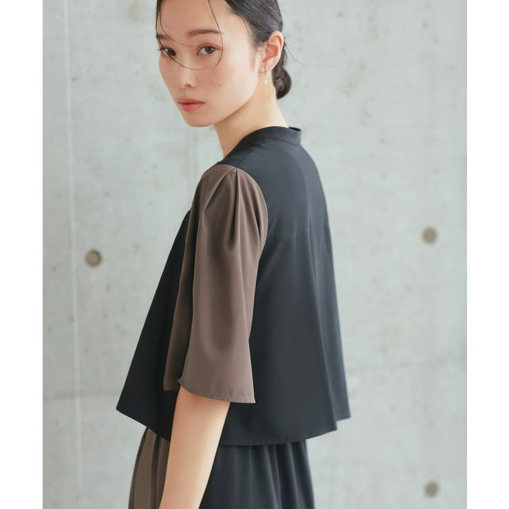 バイカラーシャツプリーツ半袖ワンピース | RUIRUE BOUTIQUE | 詳細画像11 