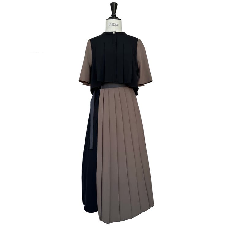 バイカラーシャツプリーツ半袖ワンピース | RUIRUE BOUTIQUE | 詳細画像14 