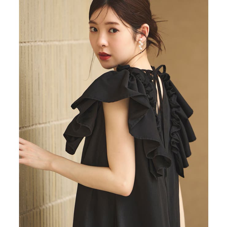 ショルダーフリルAラインリラクシーワンピース | RUIRUE BOUTIQUE | 詳細画像3 