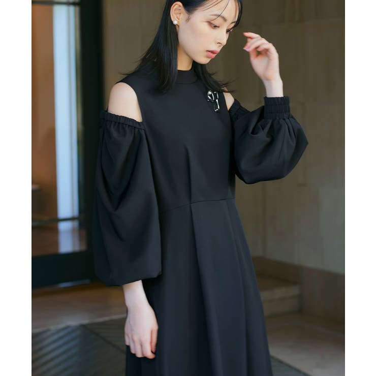 【ストレッチ/2way】袖配色オープンショルダーフレアワンピース | RUIRUE BOUTIQUE | 詳細画像10 