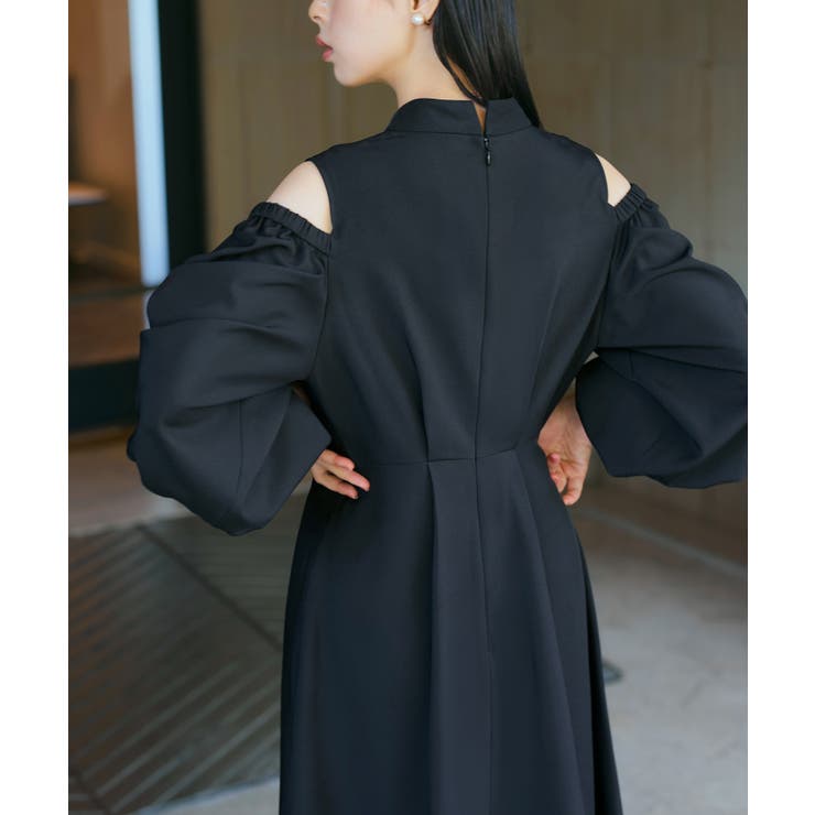 【ストレッチ/2way】袖配色オープンショルダーフレアワンピース | RUIRUE BOUTIQUE | 詳細画像9 
