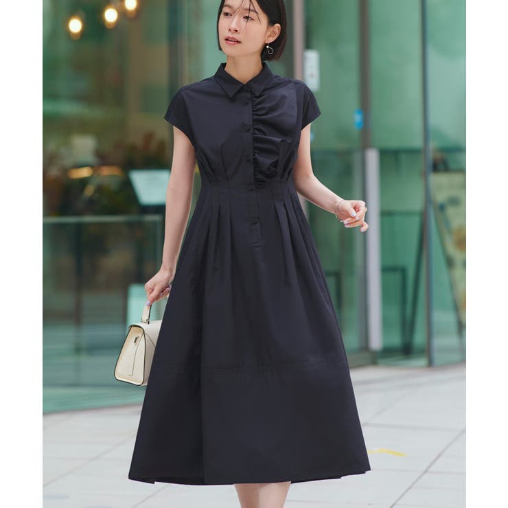 ワンサイドフリルフレンチスリーブシャツワンピース | RUIRUE BOUTIQUE | 詳細画像1 