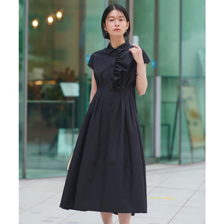 ワンサイドフリルフレンチスリーブシャツワンピース | RUIRUE BOUTIQUE | 詳細画像12 
