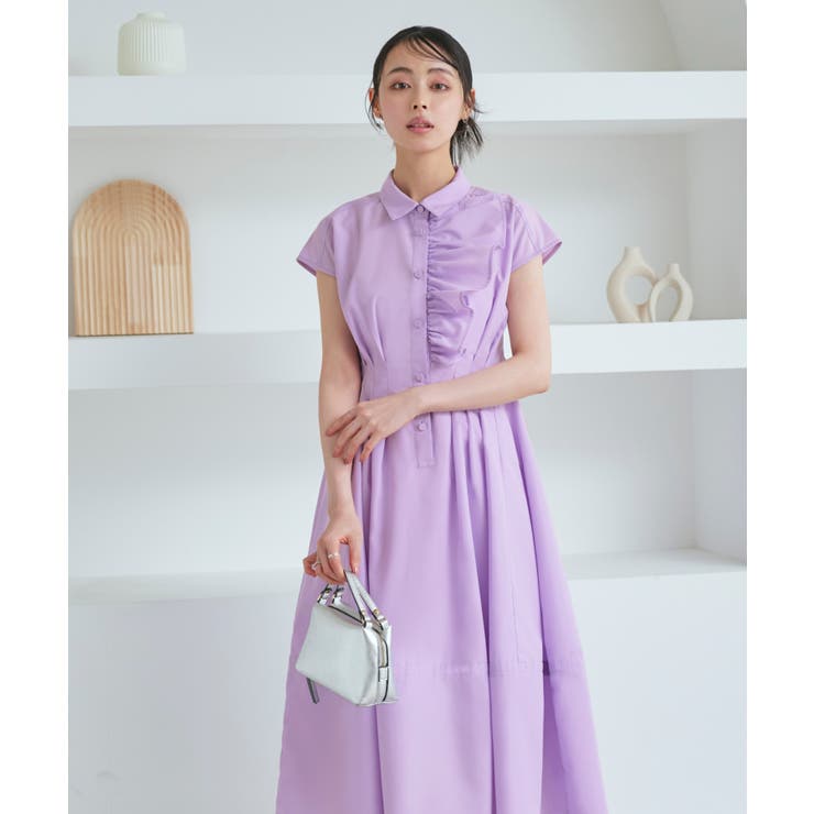 ワンサイドフリルフレンチスリーブシャツワンピース | RUIRUE BOUTIQUE | 詳細画像19 