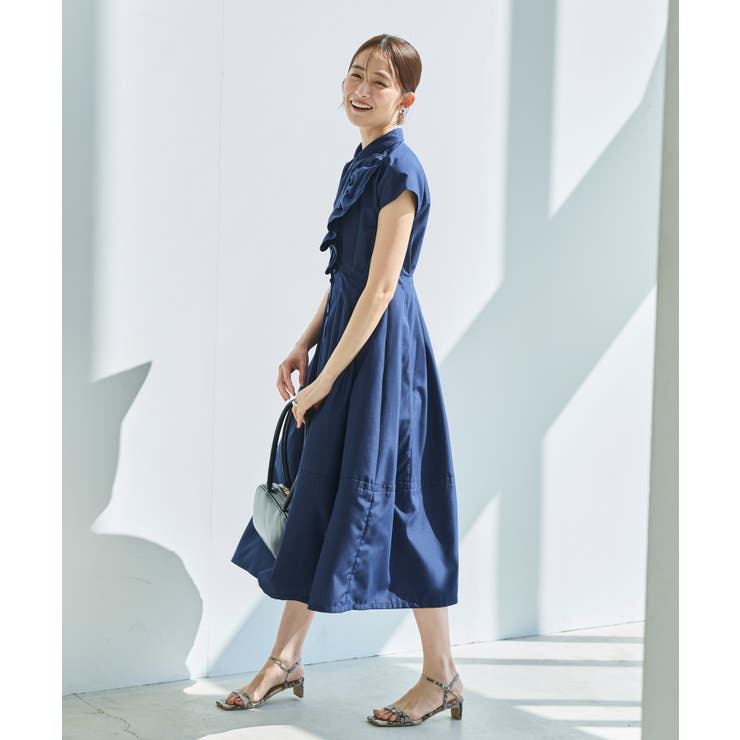 ワンサイドフリルフレンチスリーブシャツワンピース | RUIRUE BOUTIQUE | 詳細画像2 
