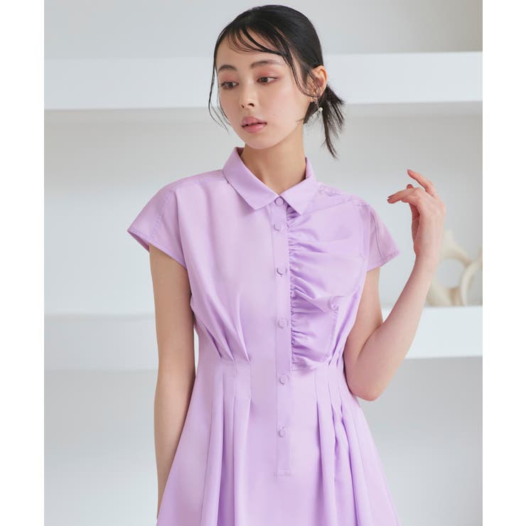 ワンサイドフリルフレンチスリーブシャツワンピース | RUIRUE BOUTIQUE | 詳細画像22 