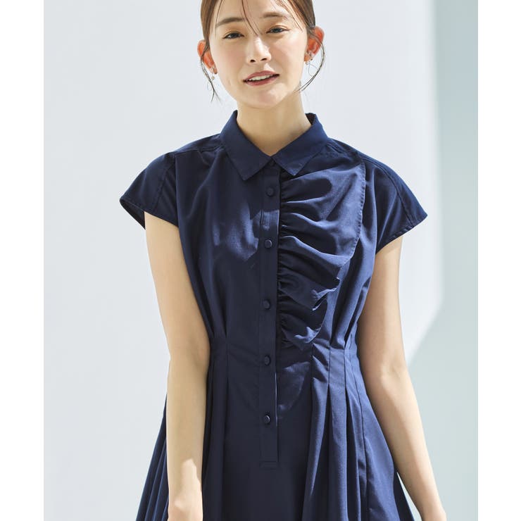 ワンサイドフリルフレンチスリーブシャツワンピース | RUIRUE BOUTIQUE | 詳細画像3 