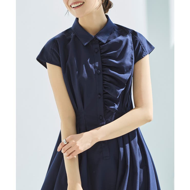 ワンサイドフリルフレンチスリーブシャツワンピース | RUIRUE BOUTIQUE | 詳細画像8 