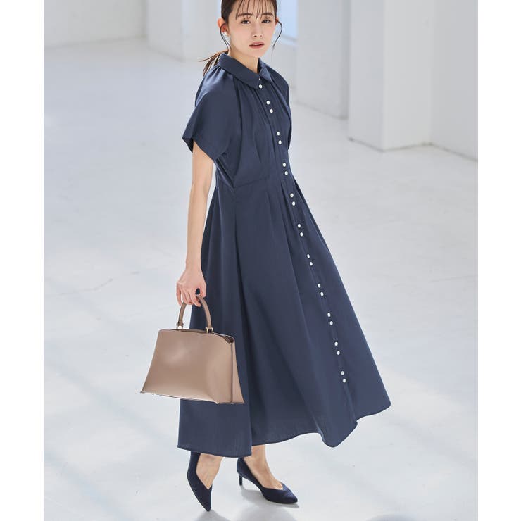 【洗える】タック＆フレア ロングシャツワンピース | RUIRUE BOUTIQUE | 詳細画像1 