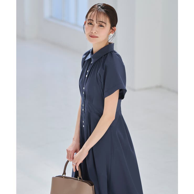 【洗える】タック＆フレア ロングシャツワンピース | RUIRUE BOUTIQUE | 詳細画像4 