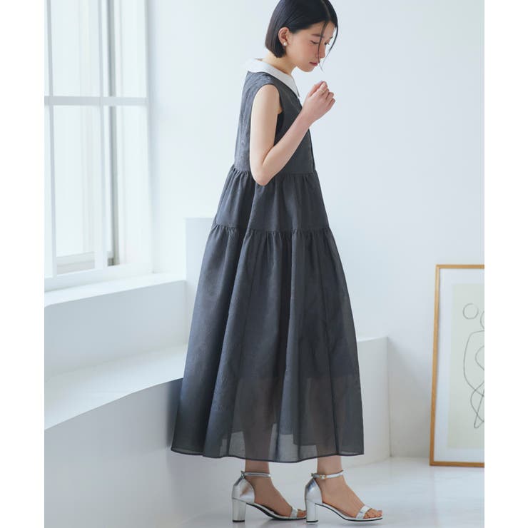 襟付きシアージャカードギャザーフレアワンピース | RUIRUE BOUTIQUE | 詳細画像15 