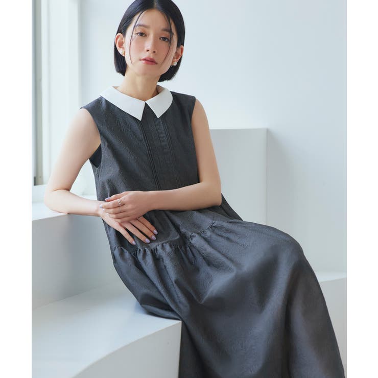 襟付きシアージャカードギャザーフレアワンピース | RUIRUE BOUTIQUE | 詳細画像20 