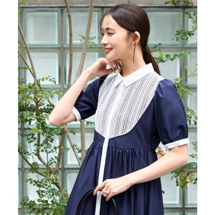 レース切り替えフレアシャツワンピース | RUIRUE BOUTIQUE | 詳細画像4 