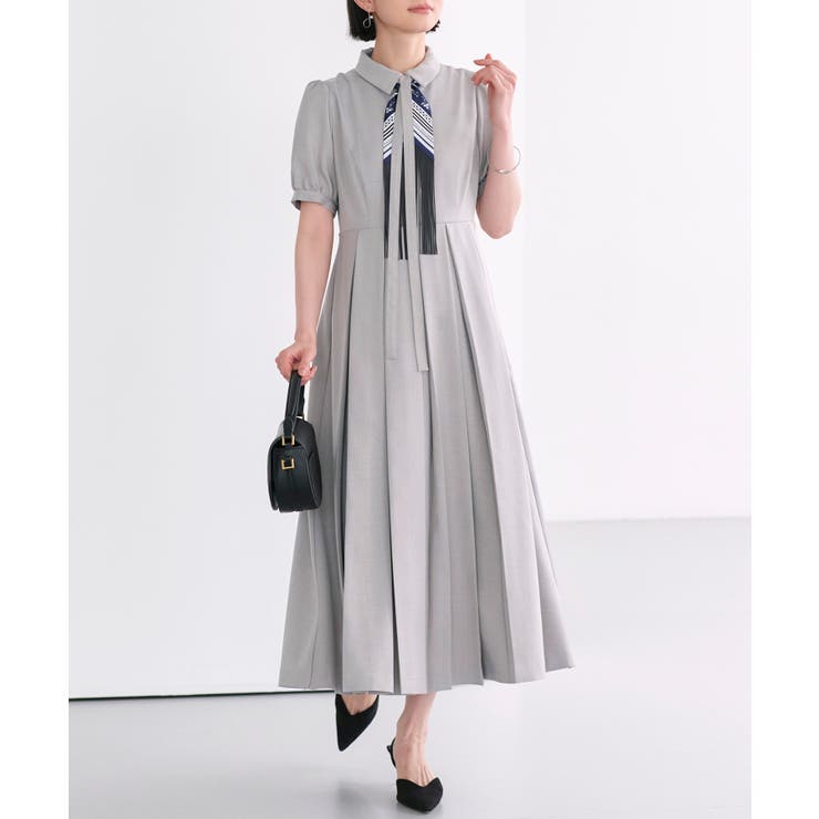 グレージュ(PGY) | プリーツスカートワンピース | RUIRUE BOUTIQUE
