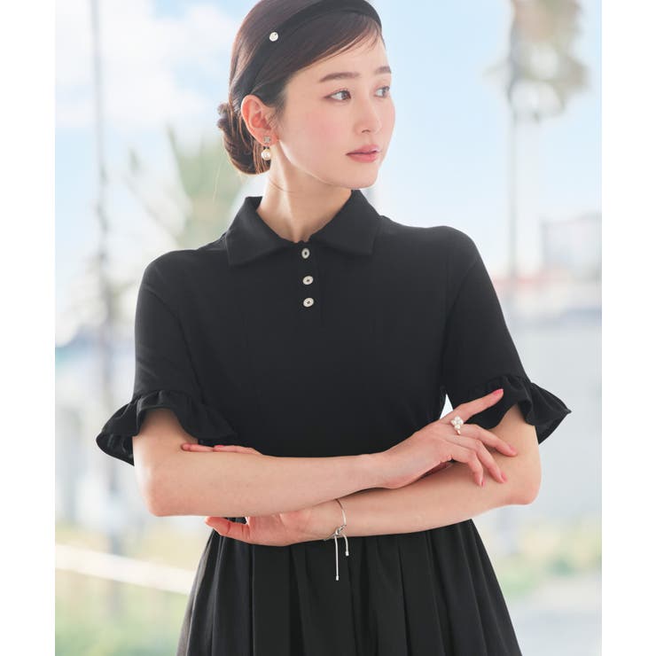 【洗える】ビジューボタン・フレア ポロワンピース | RUIRUE BOUTIQUE | 詳細画像3 