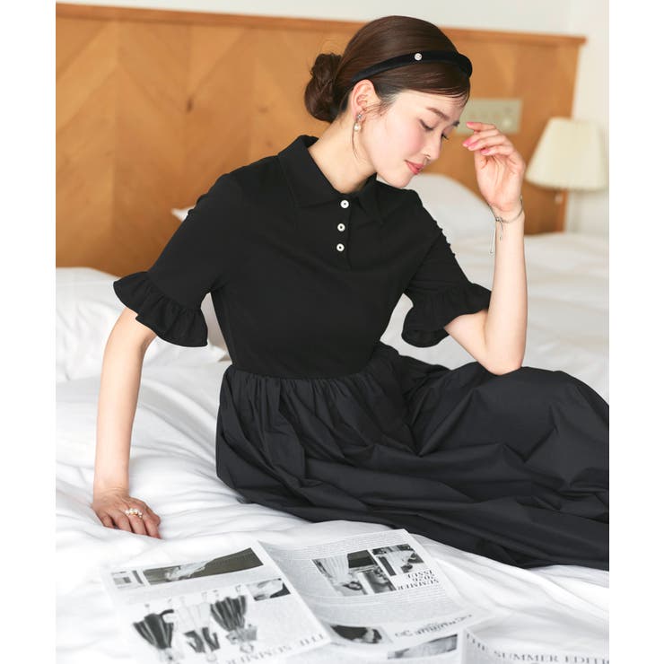 【洗える】ビジューボタン・フレア ポロワンピース | RUIRUE BOUTIQUE | 詳細画像4 