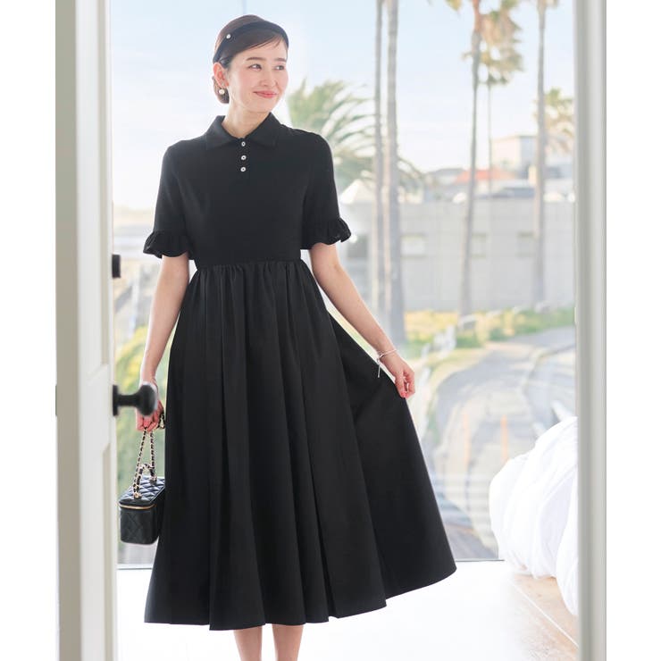 【洗える】ビジューボタン・フレア ポロワンピース | RUIRUE BOUTIQUE | 詳細画像7 