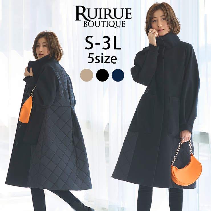 ウーリーストレッチ×ソフィーレイト キルティングスタンドカラーコート | RUIRUE BOUTIQUE | 詳細画像1 