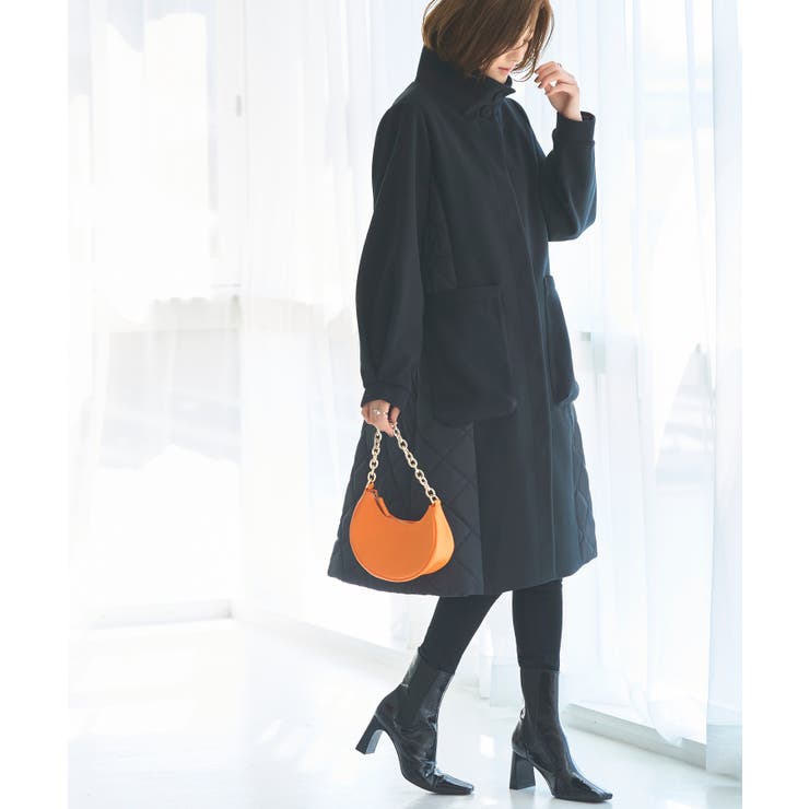 ウーリーストレッチ×ソフィーレイト キルティングスタンドカラーコート | RUIRUE BOUTIQUE | 詳細画像4 