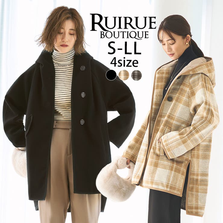 ウーリーストレッチ×ソフィーレイト 裏キルトフーデッドコート | RUIRUE BOUTIQUE | 詳細画像1 
