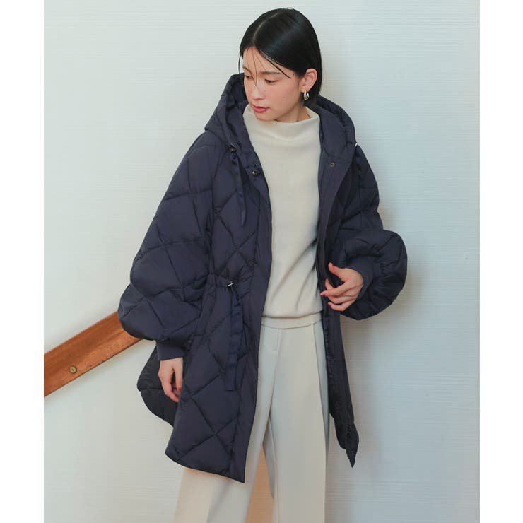 ネイビー(NE) | ファイバーライトサーモ・ボリュームスリーブキルティングコート | RUIRUE BOUTIQUE