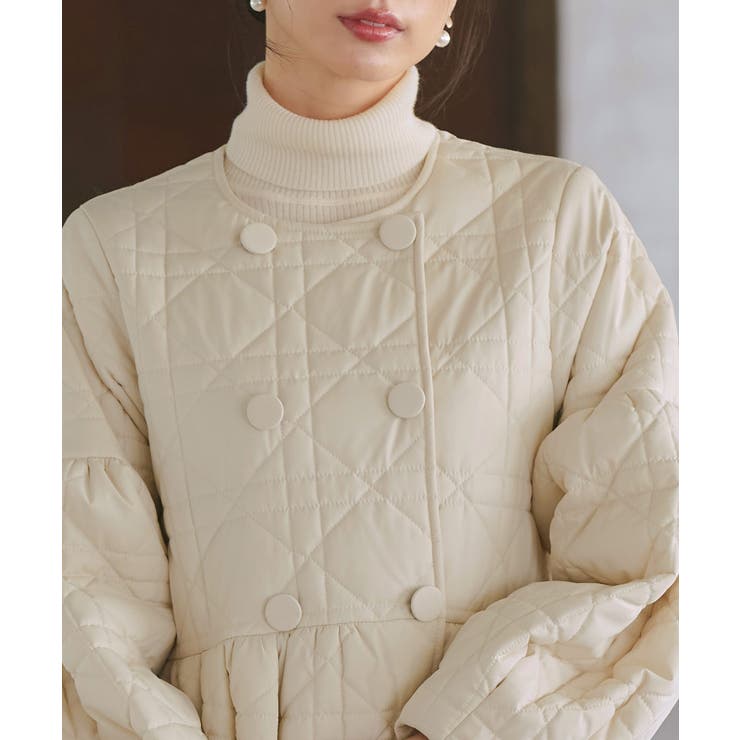 ミックスステッチ・ボリュームペプラム中綿コート | RUIRUE BOUTIQUE | 詳細画像13 