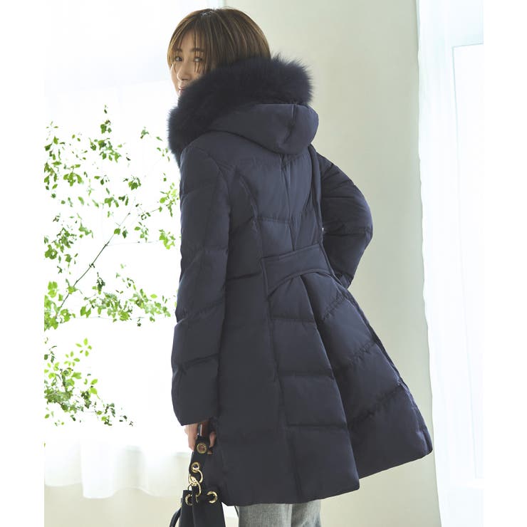 シンプル/ネイビー(2NE) | フォックスファーバッスルスタイルダウンコート | RUIRUE BOUTIQUE