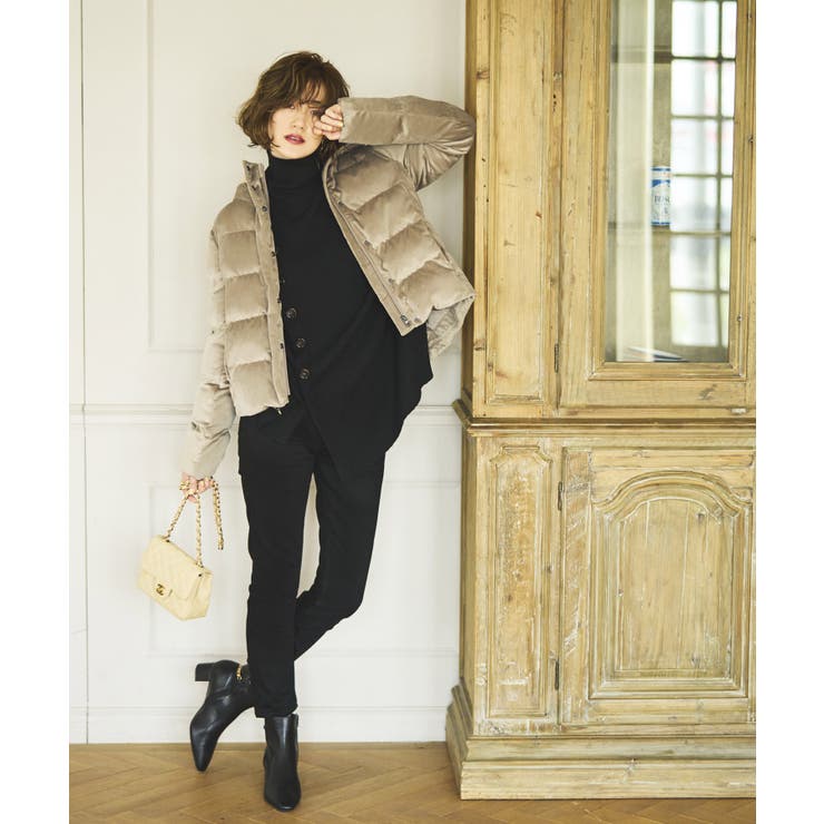A/ベロア/ベージュ(BE) | プレシャスカラーショートダウンジャケット | RUIRUE BOUTIQUE