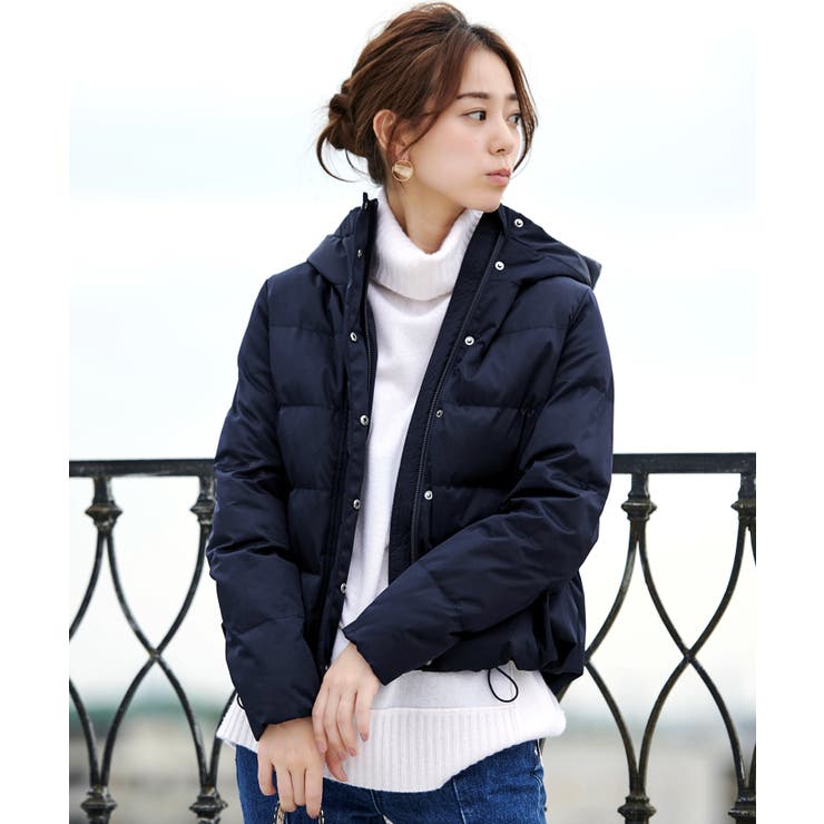 B/マットサテン/ネイビー(NE) | プレシャスカラーショートダウンジャケット | RUIRUE BOUTIQUE