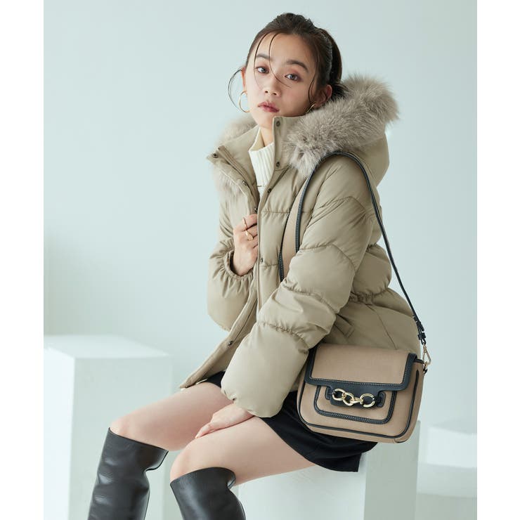 ベージュ(BE) | フォックスファーシャーリングダウンジャケット | RUIRUE BOUTIQUE