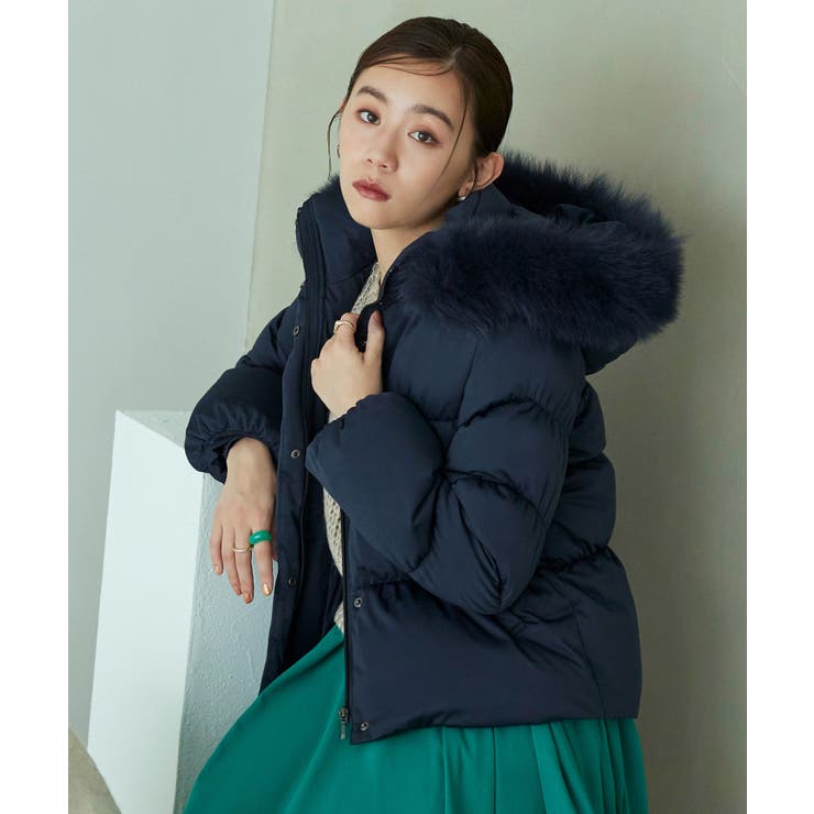 ネイビー(NE) | フォックスファーシャーリングダウンジャケット | RUIRUE BOUTIQUE