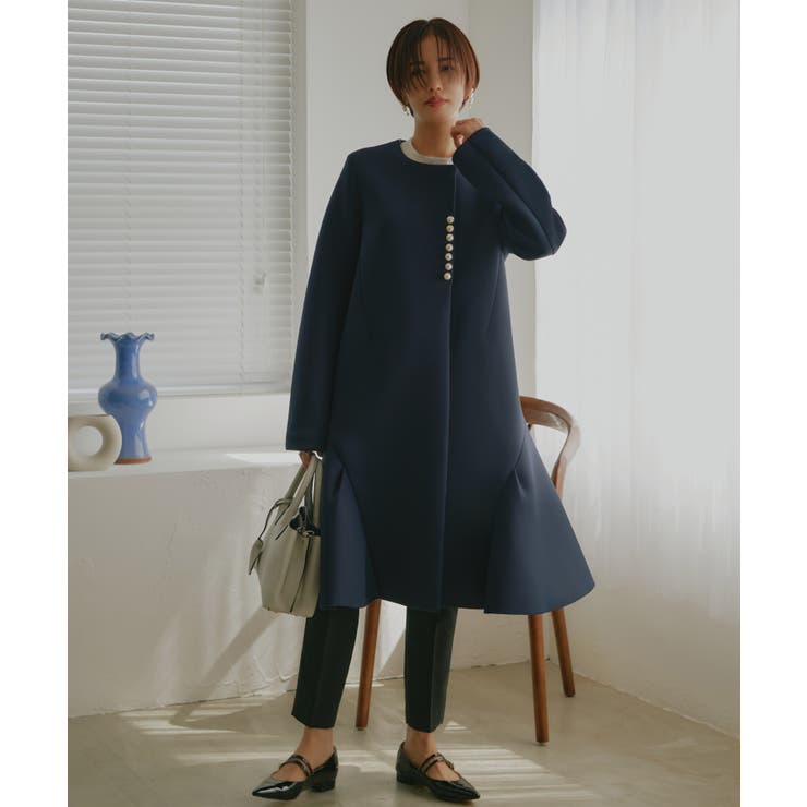 パールデザインダンボールニットフレアコート | RUIRUE BOUTIQUE | 詳細画像2 