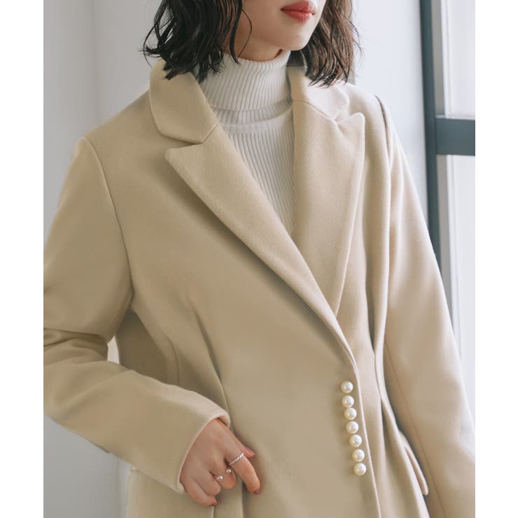 ニットメルトンパールデザインチェスターコート | RUIRUE BOUTIQUE | 詳細画像12 
