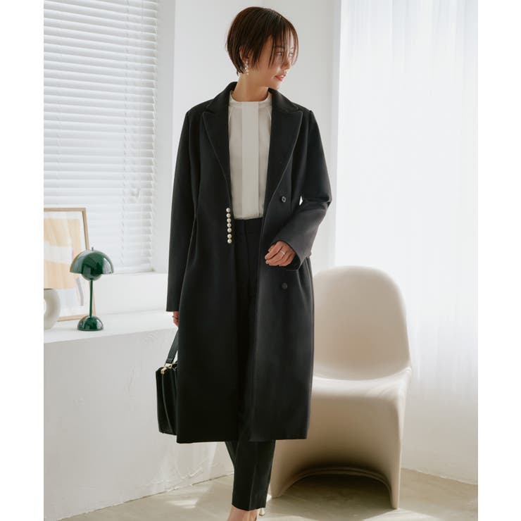ニットメルトンパールデザインチェスターコート | RUIRUE BOUTIQUE | 詳細画像7 