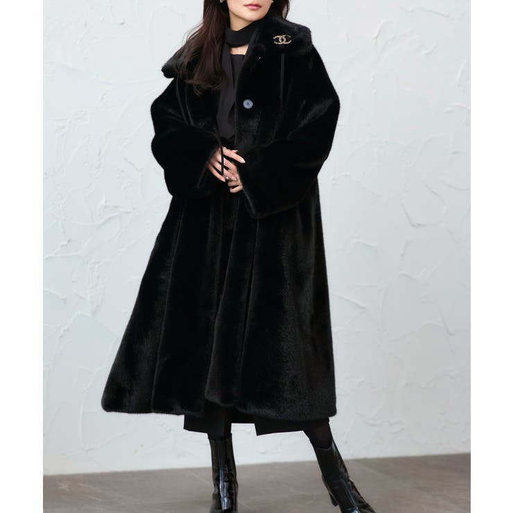 ブラック(BL) | フラッフィーシンセティックファーコート | RUIRUE BOUTIQUE