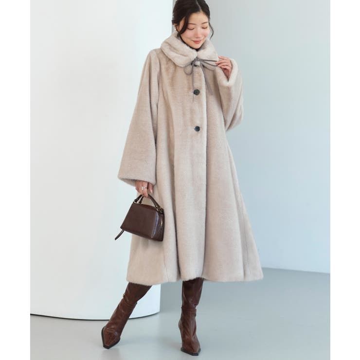 サンドベージュ(PBE) | フラッフィーシンセティックファーコート | RUIRUE BOUTIQUE