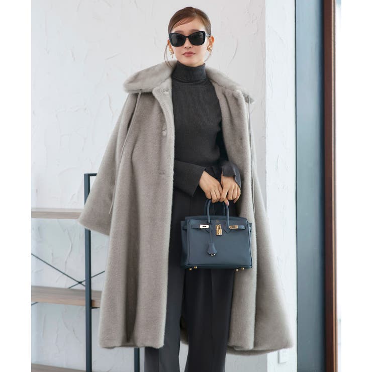ライトグレー(PGY) | フラッフィーシンセティックファーコート | RUIRUE BOUTIQUE