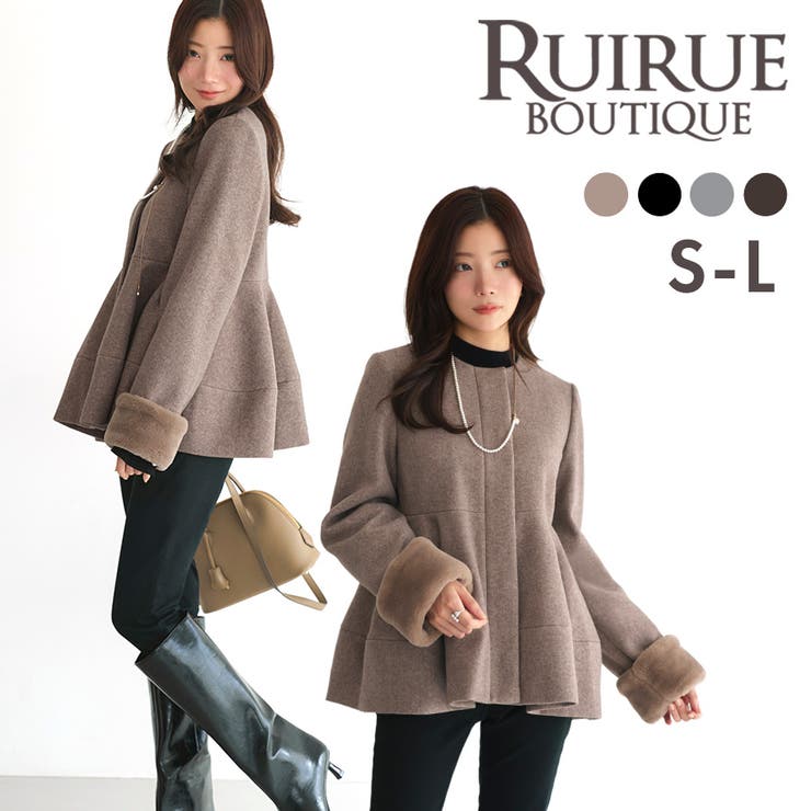 ニットメルトンコクーンペプラムショートコート | RUIRUE BOUTIQUE | 詳細画像1 
