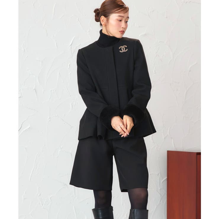 ニットメルトンコクーンペプラムショートコート | RUIRUE BOUTIQUE | 詳細画像11 