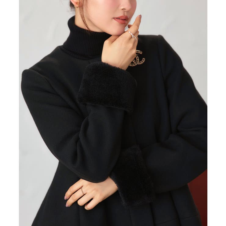 ニットメルトンコクーンペプラムショートコート | RUIRUE BOUTIQUE | 詳細画像12 