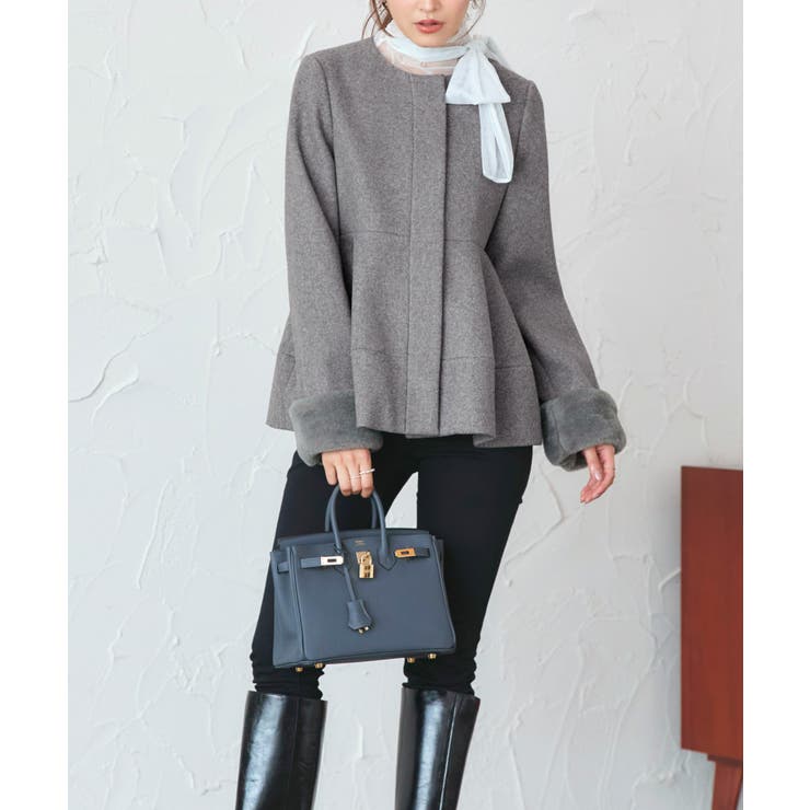ニットメルトンコクーンペプラムショートコート | RUIRUE BOUTIQUE | 詳細画像16 