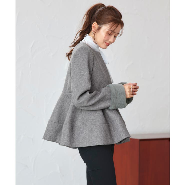 ニットメルトンコクーンペプラムショートコート | RUIRUE BOUTIQUE | 詳細画像17 