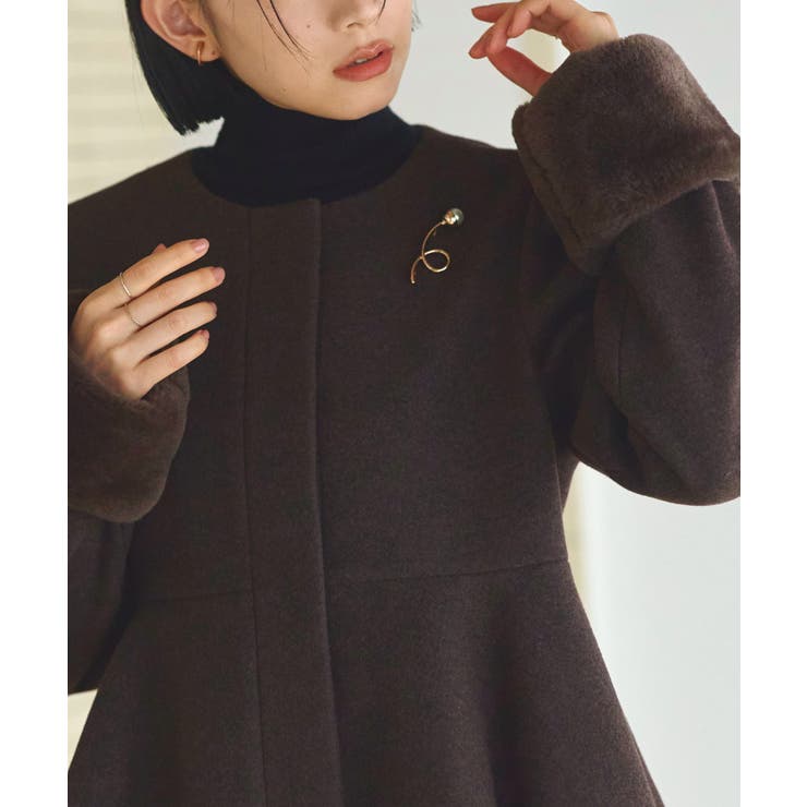 ニットメルトンコクーンペプラムショートコート | RUIRUE BOUTIQUE | 詳細画像18 