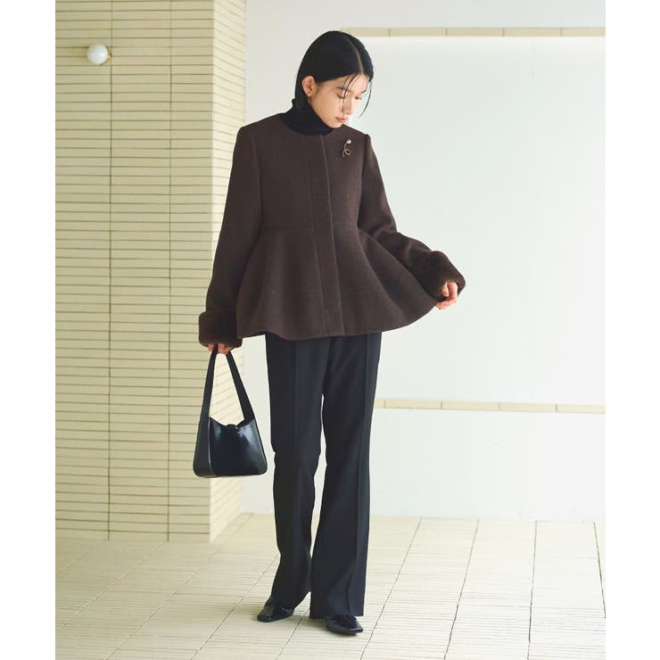 ニットメルトンコクーンペプラムショートコート | RUIRUE BOUTIQUE | 詳細画像19 