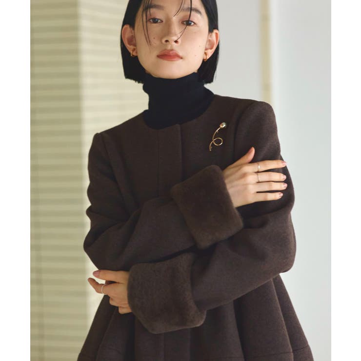 ニットメルトンコクーンペプラムショートコート | RUIRUE BOUTIQUE | 詳細画像20 